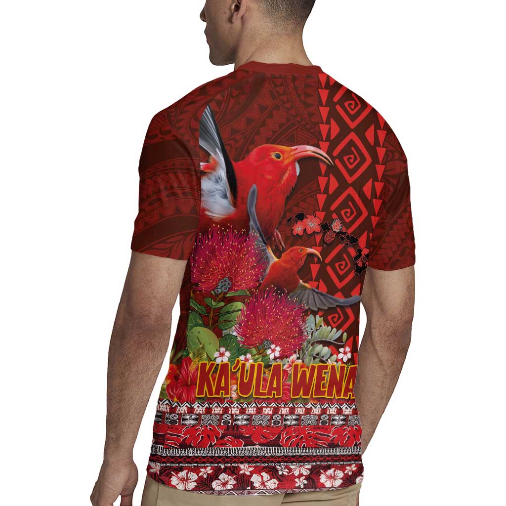 Hawaii KaUla Wena Iiwi Rugby Jersey With Tropical Plants and 'Ohi'a lehua Kakau Art Tattoo LT03 - Polynesian Pride