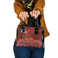 Hawaii KaUla Wena Iiwi Shoulder Handbag With Tropical Plants and 'Ohi'a lehua Kakau Art Tattoo LT03 One Size Red - Polynesian Pride