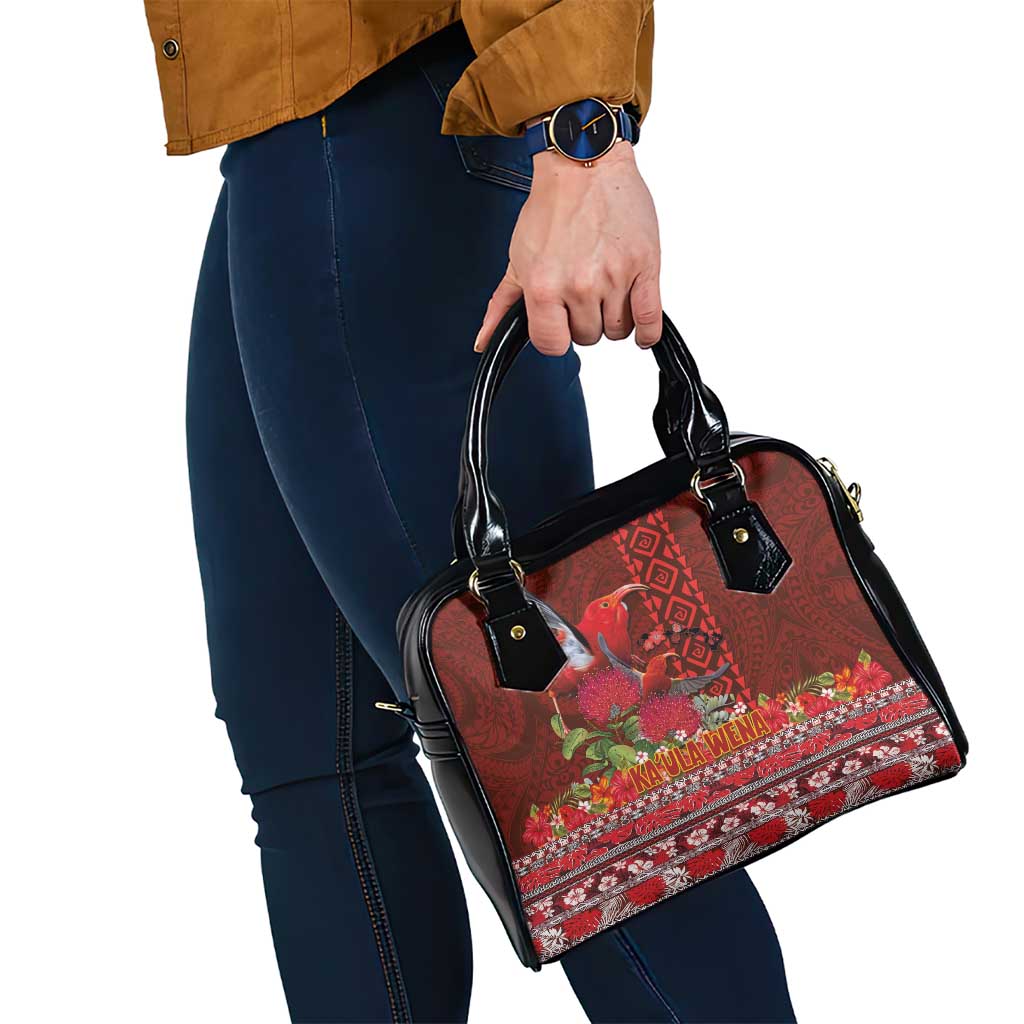 Hawaii KaUla Wena Iiwi Shoulder Handbag With Tropical Plants and 'Ohi'a lehua Kakau Art Tattoo LT03 - Polynesian Pride