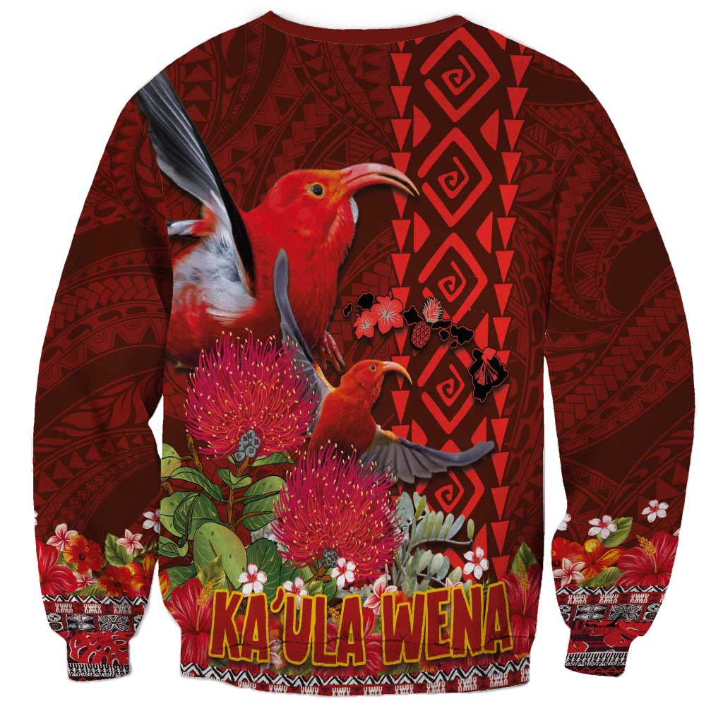 Hawaii KaUla Wena Iiwi Sweatshirt With Tropical Plants and 'Ohi'a lehua Kakau Art Tattoo LT03 - Polynesian Pride