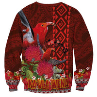Hawaii KaUla Wena Iiwi Sweatshirt With Tropical Plants and 'Ohi'a lehua Kakau Art Tattoo LT03 - Polynesian Pride