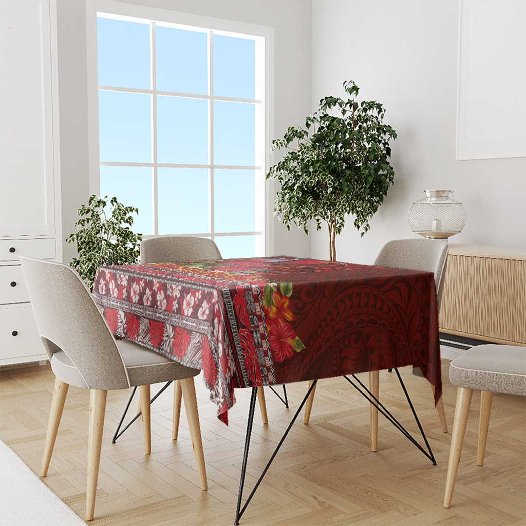 Hawaii KaUla Wena Iiwi Tablecloth With Tropical Plants and 'Ohi'a lehua Kakau Art Tattoo LT03 - Polynesian Pride