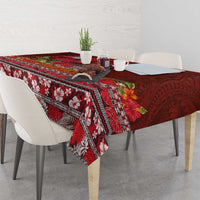 Hawaii KaUla Wena Iiwi Tablecloth With Tropical Plants and 'Ohi'a lehua Kakau Art Tattoo LT03 - Polynesian Pride