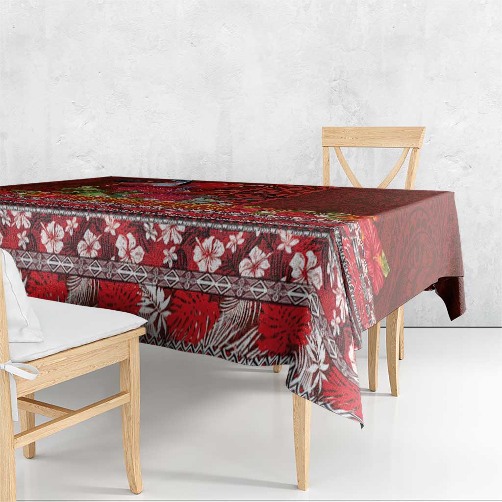 Hawaii KaUla Wena Iiwi Tablecloth With Tropical Plants and 'Ohi'a lehua Kakau Art Tattoo LT03 - Polynesian Pride