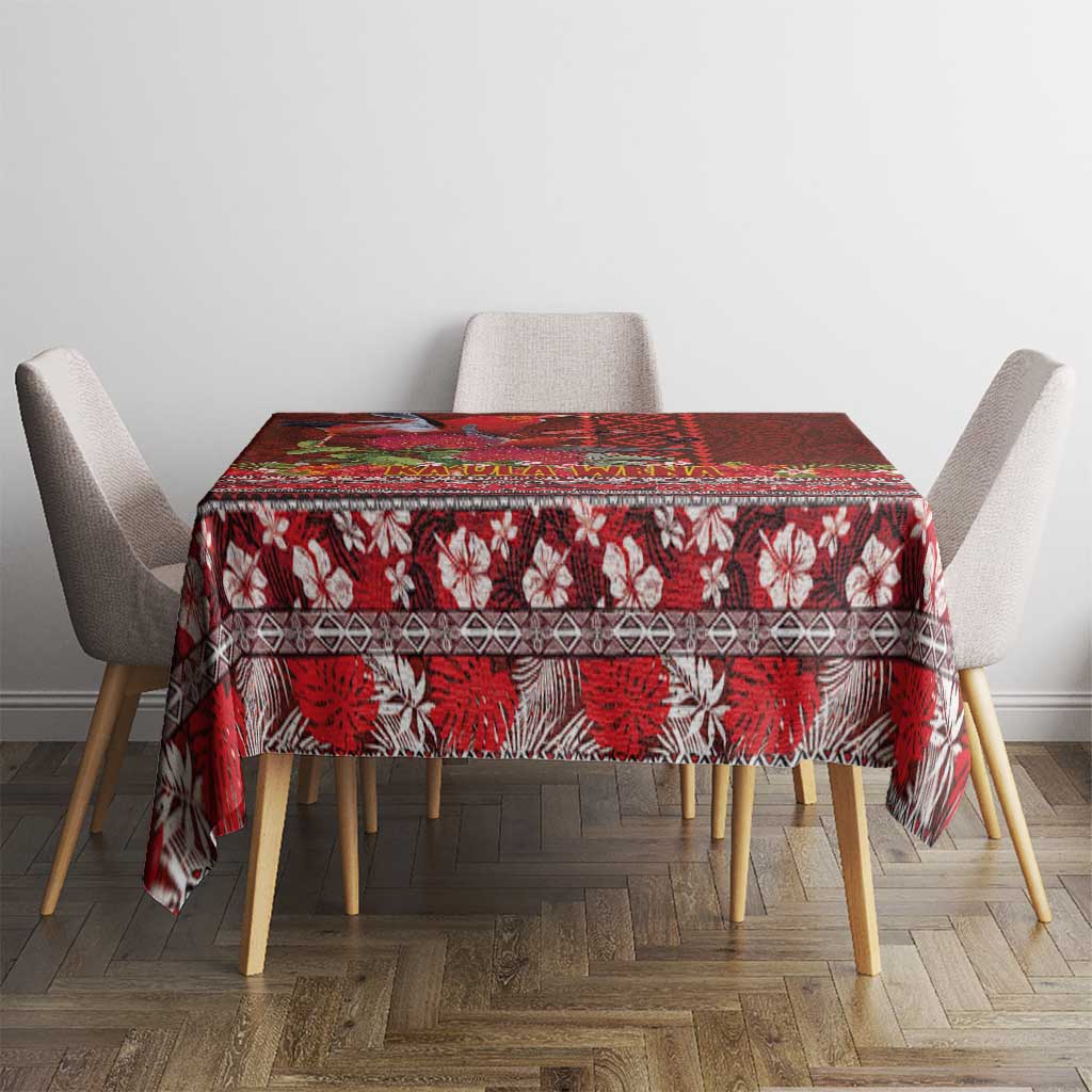 Hawaii KaUla Wena Iiwi Tablecloth With Tropical Plants and 'Ohi'a lehua Kakau Art Tattoo LT03 - Polynesian Pride