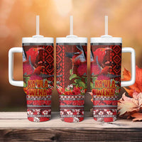 Hawaii KaUla Wena Iiwi Tumbler With Handle With Tropical Plants and 'Ohi'a lehua Kakau Art Tattoo LT03 - Polynesian Pride