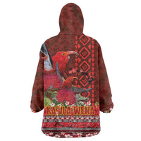 Hawaii KaUla Wena Iiwi Wearable Blanket Hoodie With Tropical Plants and 'Ohi'a lehua Kakau Art Tattoo LT03 - Polynesian Pride