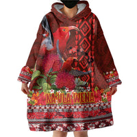 Hawaii KaUla Wena Iiwi Wearable Blanket Hoodie With Tropical Plants and 'Ohi'a lehua Kakau Art Tattoo LT03 - Polynesian Pride