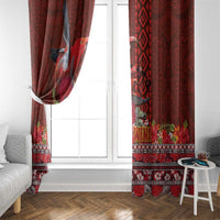 Hawaii KaUla Wena Iiwi Window Curtain With Tropical Plants and 'Ohi'a lehua Kakau Art Tattoo LT03 - Polynesian Pride
