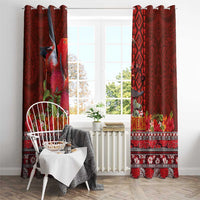 Hawaii KaUla Wena Iiwi Window Curtain With Tropical Plants and 'Ohi'a lehua Kakau Art Tattoo LT03 - Polynesian Pride