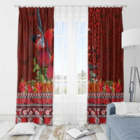 Hawaii KaUla Wena Iiwi Window Curtain With Tropical Plants and 'Ohi'a lehua Kakau Art Tattoo LT03 - Polynesian Pride