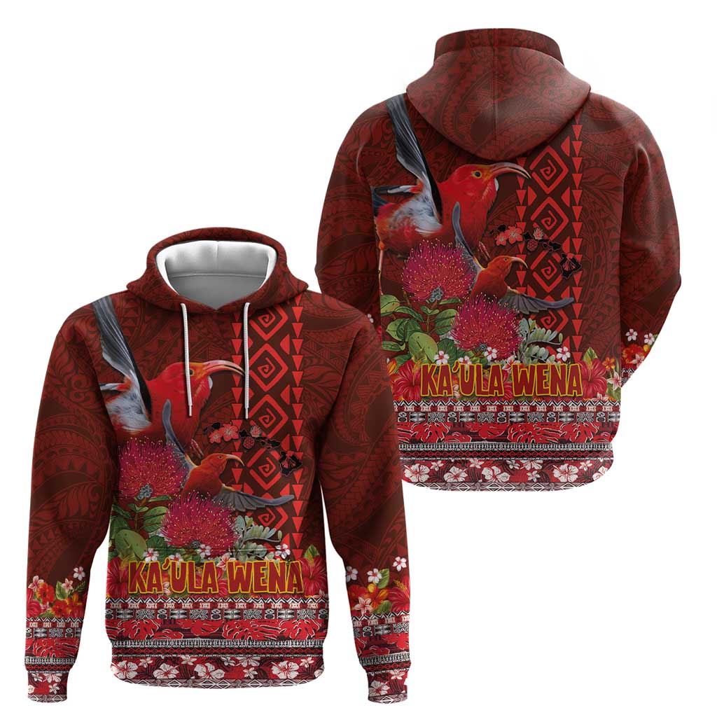 Hawaii KaUla Wena Iiwi Zip Hoodie With Tropical Plants and 'Ohi'a lehua Kakau Art Tattoo LT03 - Polynesian Pride