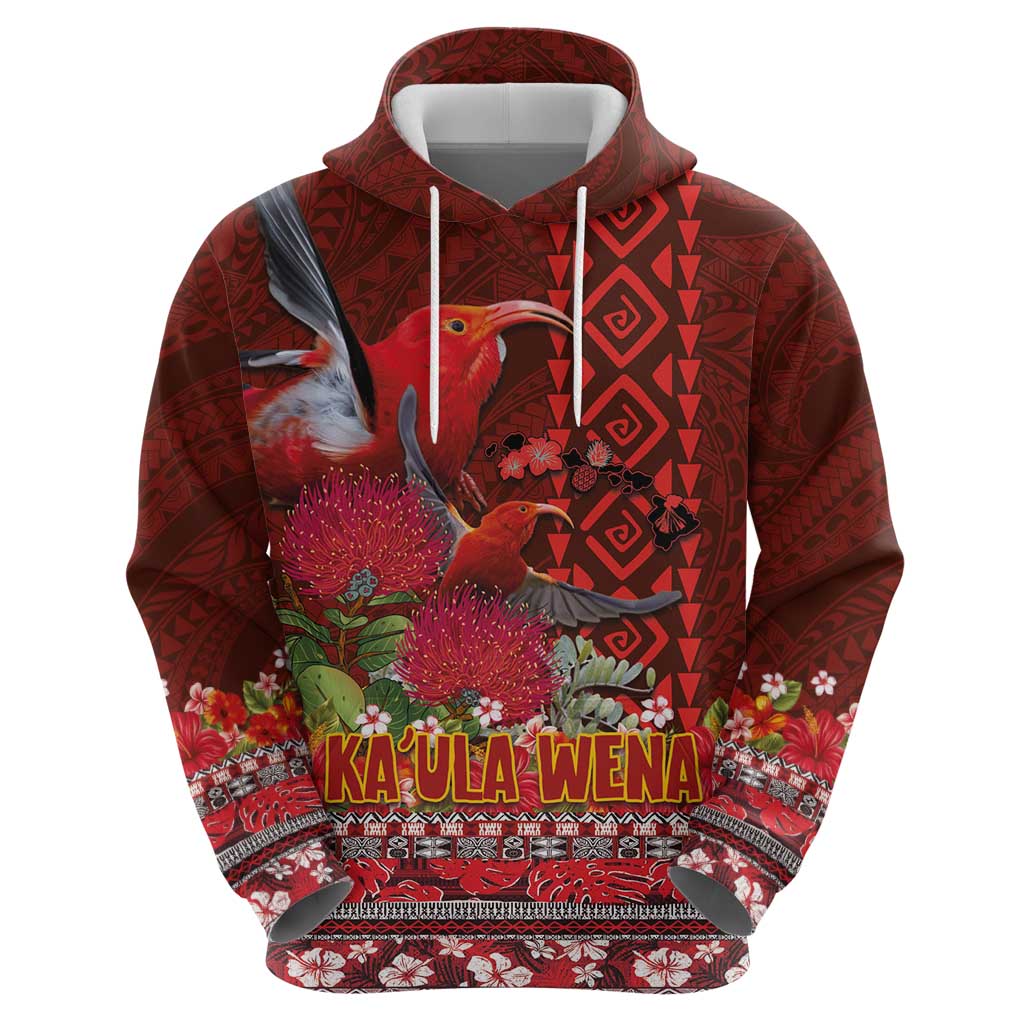 Hawaii KaUla Wena Iiwi Zip Hoodie With Tropical Plants and 'Ohi'a lehua Kakau Art Tattoo LT03 - Polynesian Pride