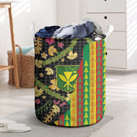 Hawaiian Tropical Plants Lei Laundry Basket Kanaka Maoli Tribal with Palaka Motifs LT03 Multicolor - Polynesian Pride