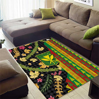 Hawaiian Tropical Plants Lei Area Rug Kanaka Maoli Tribal with Palaka Motifs LT03 - Polynesian Pride