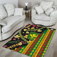 Hawaiian Tropical Plants Lei Area Rug Kanaka Maoli Tribal with Palaka Motifs LT03 - Polynesian Pride