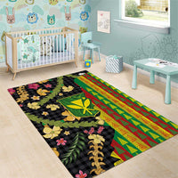 Hawaiian Tropical Plants Lei Area Rug Kanaka Maoli Tribal with Palaka Motifs LT03 - Polynesian Pride