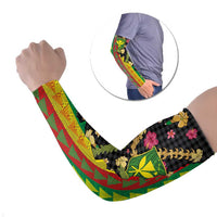 Hawaiian Tropical Plants Lei Arm Sleeves Kanaka Maoli Tribal with Palaka Motifs LT03 Set of 2 Multicolor - Polynesian Pride