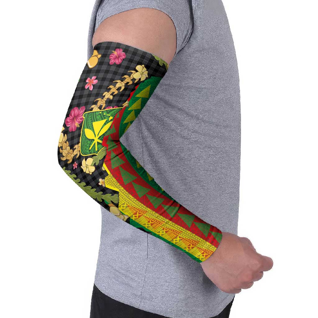 Hawaiian Tropical Plants Lei Arm Sleeves Kanaka Maoli Tribal with Palaka Motifs LT03 - Polynesian Pride