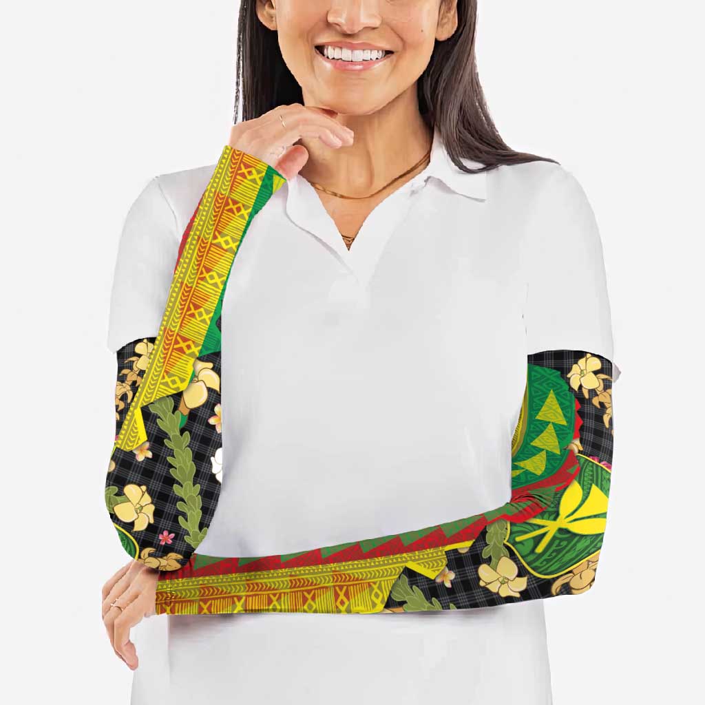 Hawaiian Tropical Plants Lei Arm Sleeves Kanaka Maoli Tribal with Palaka Motifs LT03 - Polynesian Pride