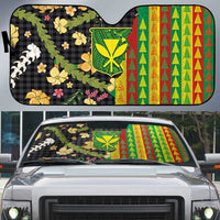 Hawaiian Tropical Plants Lei Auto Sun Shade Kanaka Maoli Tribal with Palaka Motifs LT03 Multicolor - Polynesian Pride