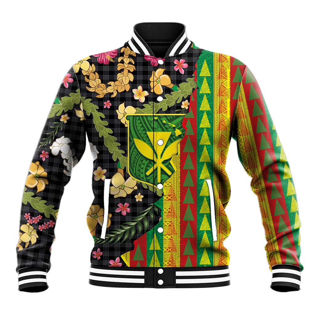 Hawaiian Tropical Plants Lei Baseball Jacket Kanaka Maoli Tribal with Palaka Motifs LT03 Unisex Multicolor - Polynesian Pride