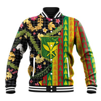 Hawaiian Tropical Plants Lei Baseball Jacket Kanaka Maoli Tribal with Palaka Motifs LT03 Unisex Multicolor - Polynesian Pride