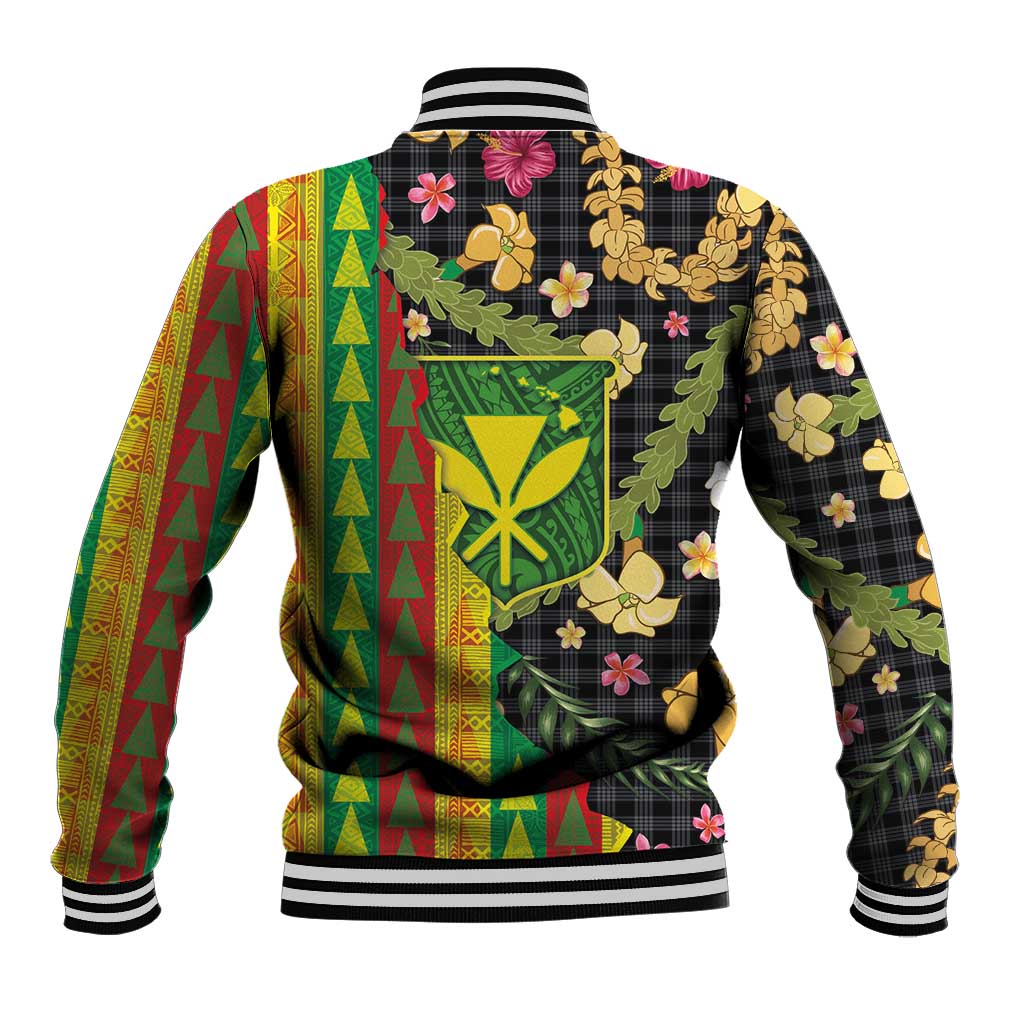 Hawaiian Tropical Plants Lei Baseball Jacket Kanaka Maoli Tribal with Palaka Motifs LT03 - Polynesian Pride