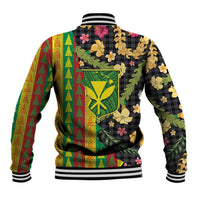 Hawaiian Tropical Plants Lei Baseball Jacket Kanaka Maoli Tribal with Palaka Motifs LT03 - Polynesian Pride