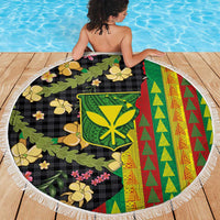Hawaiian Tropical Plants Lei Beach Blanket Kanaka Maoli Tribal with Palaka Motifs LT03 - Polynesian Pride