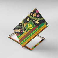 Hawaiian Tropical Plants Lei Canvas Wall Art Kanaka Maoli Tribal with Palaka Motifs LT03 With Frame Multicolor - Polynesian Pride