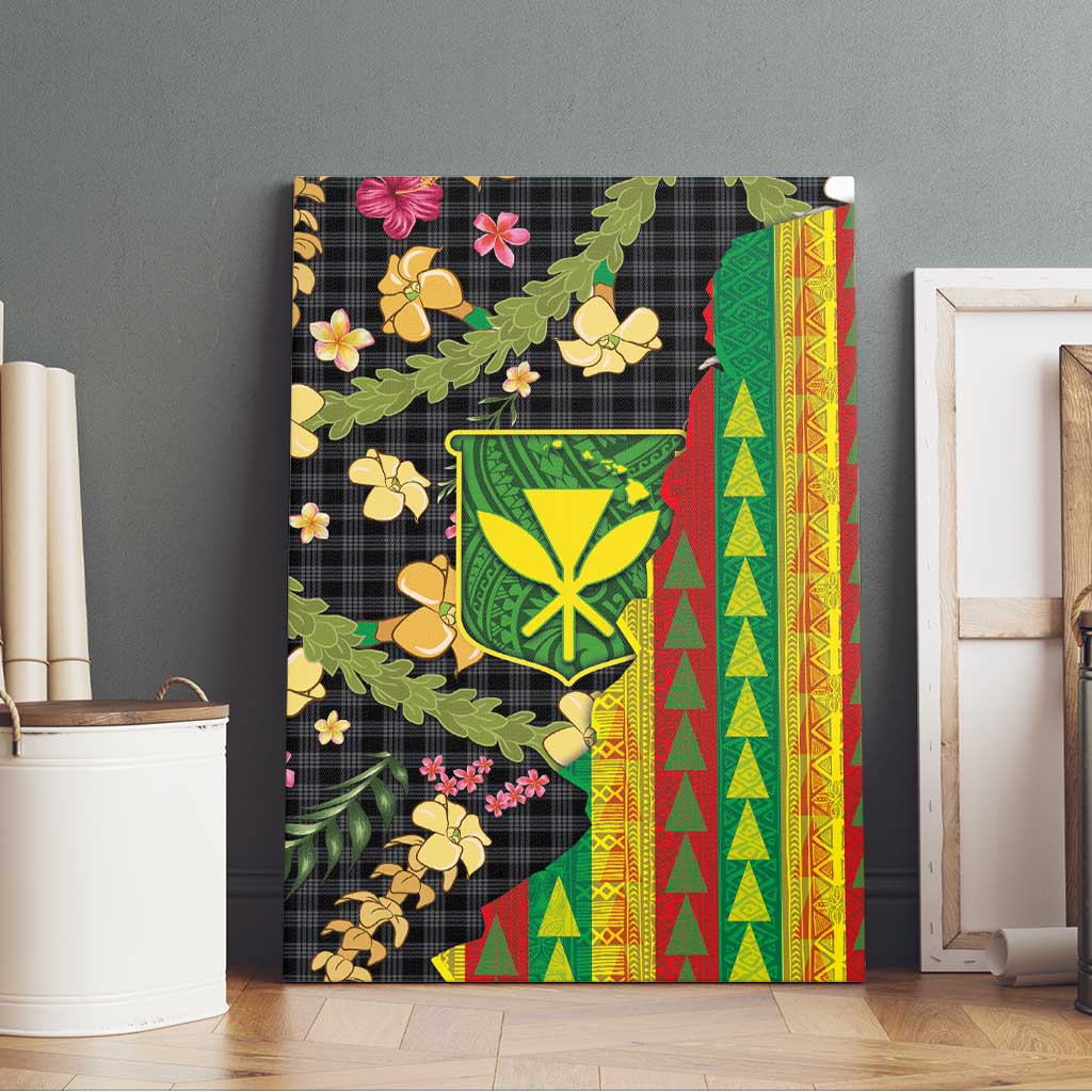 Hawaiian Tropical Plants Lei Canvas Wall Art Kanaka Maoli Tribal with Palaka Motifs LT03 - Polynesian Pride