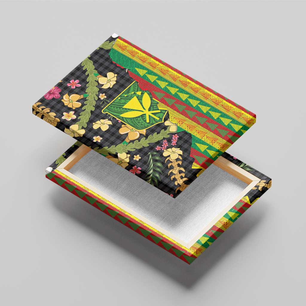 Hawaiian Tropical Plants Lei Canvas Wall Art Kanaka Maoli Tribal with Palaka Motifs LT03 - Polynesian Pride