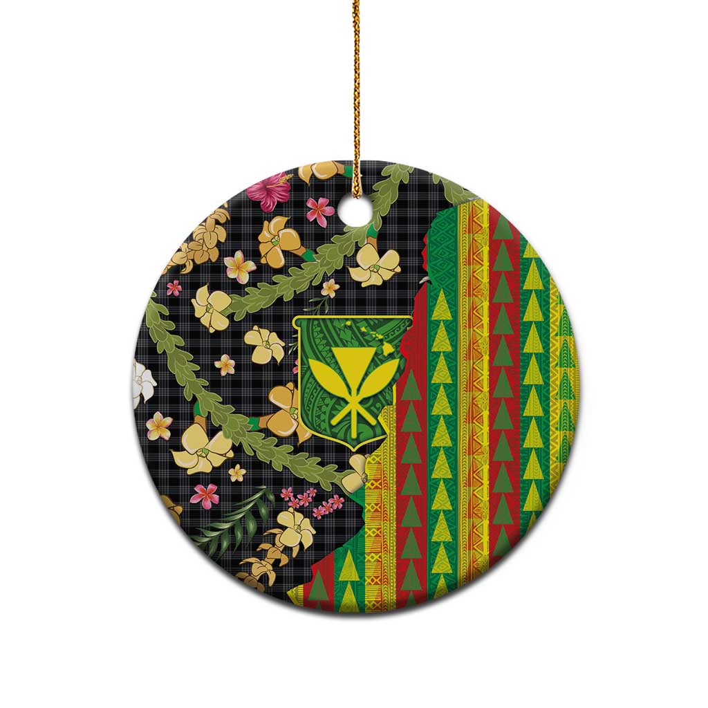 Hawaiian Tropical Plants Lei Ceramic Ornament Kanaka Maoli Tribal with Palaka Motifs LT03 - Polynesian Pride