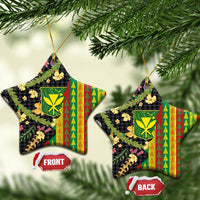 Hawaiian Tropical Plants Lei Ceramic Ornament Kanaka Maoli Tribal with Palaka Motifs LT03 Star Multicolor - Polynesian Pride