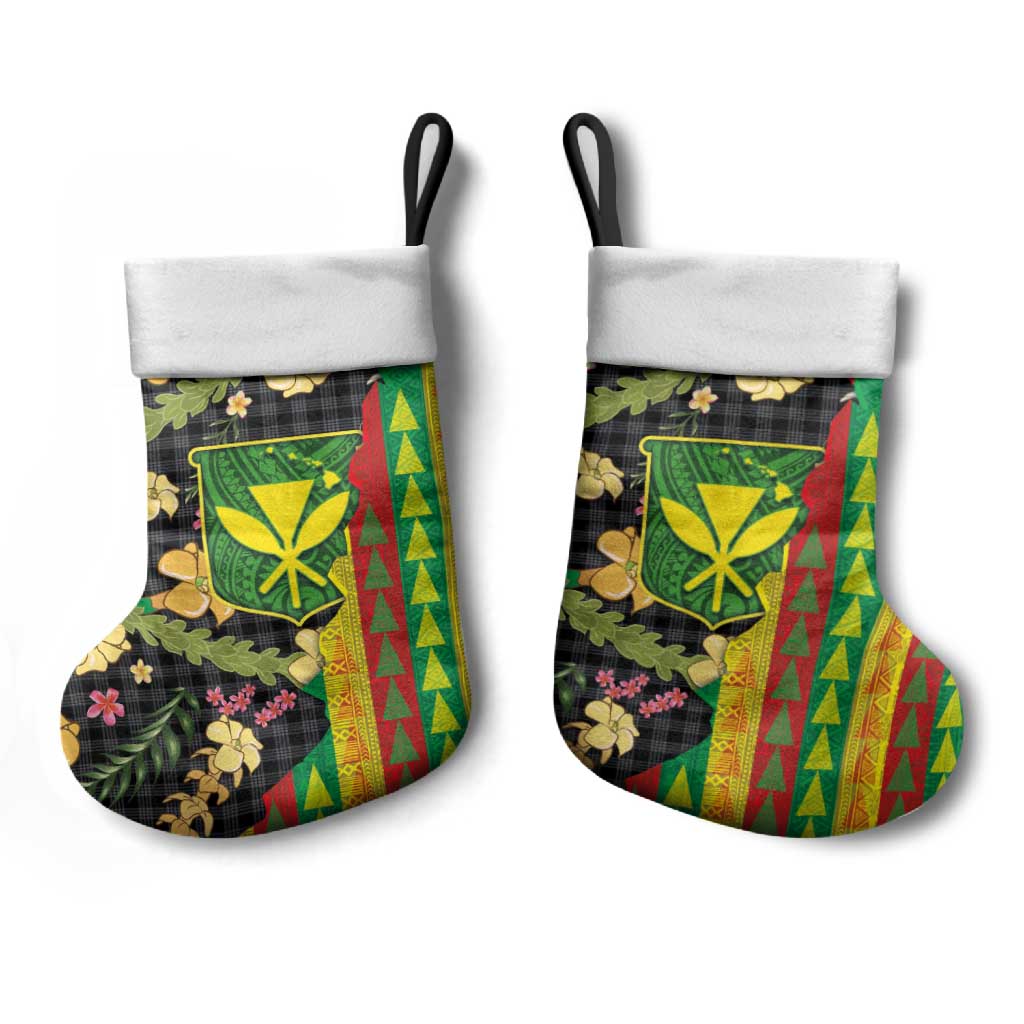 Hawaiian Tropical Plants Lei Christmas Stocking Kanaka Maoli Tribal with Palaka Motifs LT03 - Polynesian Pride