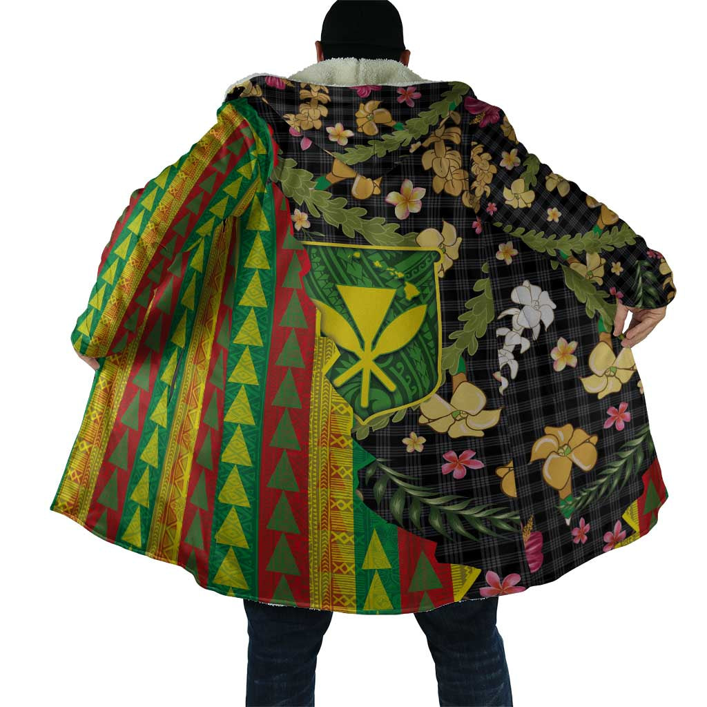 Hawaiian Tropical Plants Lei Cloak Kanaka Maoli Tribal with Palaka Motifs LT03 - Polynesian Pride