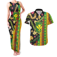 Hawaiian Tropical Plants Lei Couples Matching Tank Maxi Dress and Hawaiian Shirt Kanaka Maoli Tribal with Palaka Motifs LT03 Multicolor - Polynesian Pride