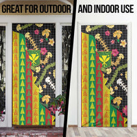 Hawaiian Tropical Plants Lei Door Cover Kanaka Maoli Tribal with Palaka Motifs LT03 - Polynesian Pride