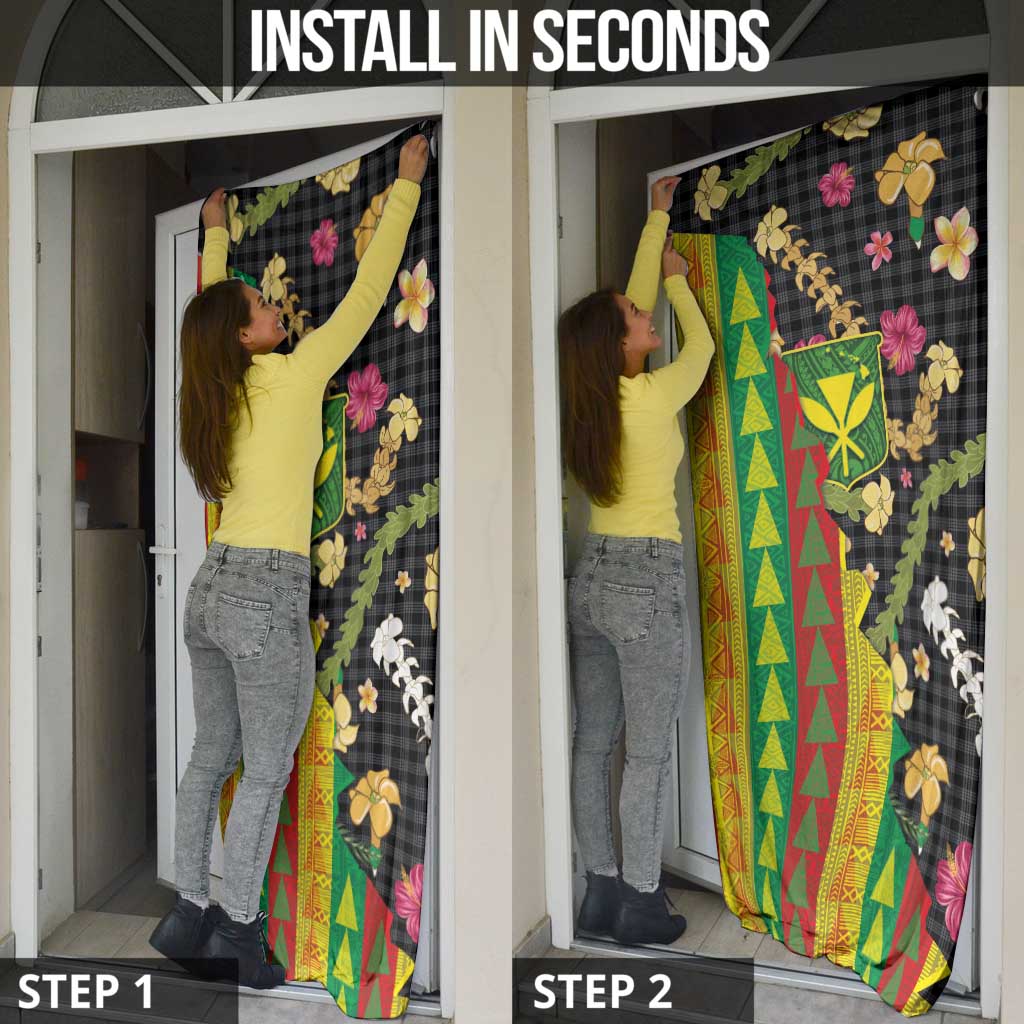 Hawaiian Tropical Plants Lei Door Cover Kanaka Maoli Tribal with Palaka Motifs LT03 - Polynesian Pride