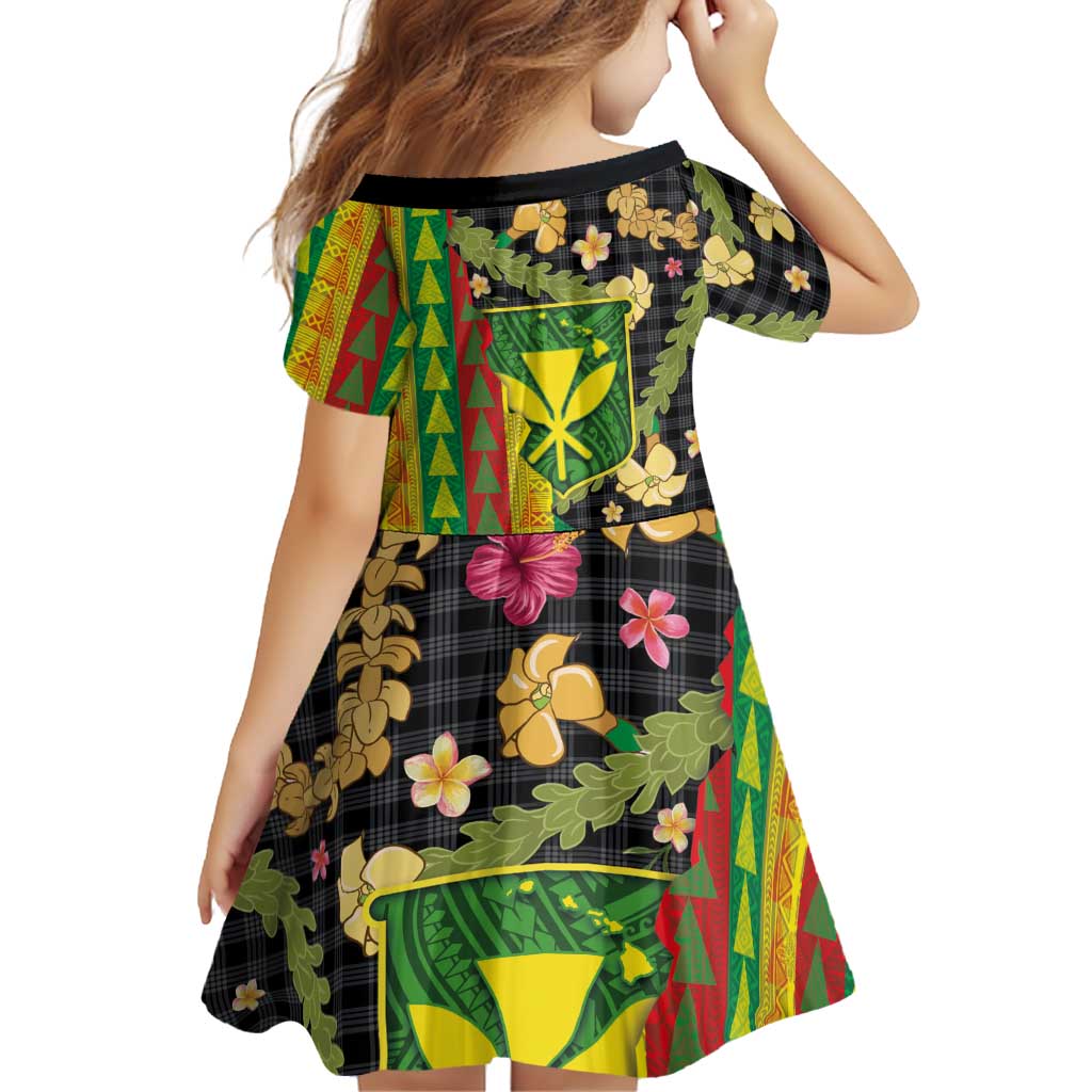 Hawaiian Tropical Plants Lei Family Matching Off Shoulder Maxi Dress and Hawaiian Shirt Kanaka Maoli Tribal with Palaka Motifs LT03 - Polynesian Pride