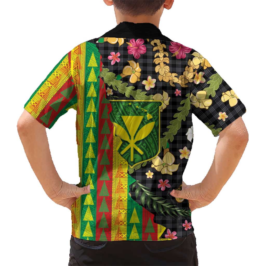 Hawaiian Tropical Plants Lei Family Matching Puletasi and Hawaiian Shirt Kanaka Maoli Tribal with Palaka Motifs LT03 - Polynesian Pride