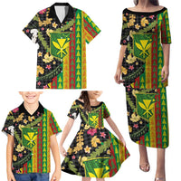 Hawaiian Tropical Plants Lei Family Matching Puletasi and Hawaiian Shirt Kanaka Maoli Tribal with Palaka Motifs LT03 - Polynesian Pride