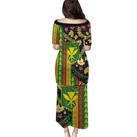Hawaiian Tropical Plants Lei Family Matching Puletasi and Hawaiian Shirt Kanaka Maoli Tribal with Palaka Motifs LT03 - Polynesian Pride