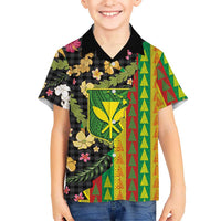 Hawaiian Tropical Plants Lei Family Matching Summer Maxi Dress and Hawaiian Shirt Kanaka Maoli Tribal with Palaka Motifs LT03 Son's Shirt Multicolor - Polynesian Pride