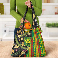 Hawaiian Tropical Plants Lei Grocery Bag Kanaka Maoli Tribal with Palaka Motifs LT03 - Polynesian Pride