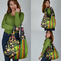 Hawaiian Tropical Plants Lei Grocery Bag Kanaka Maoli Tribal with Palaka Motifs LT03 - Polynesian Pride