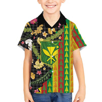 Hawaiian Tropical Plants Lei Hawaiian Shirt Kanaka Maoli Tribal with Palaka Motifs LT03 - Polynesian Pride