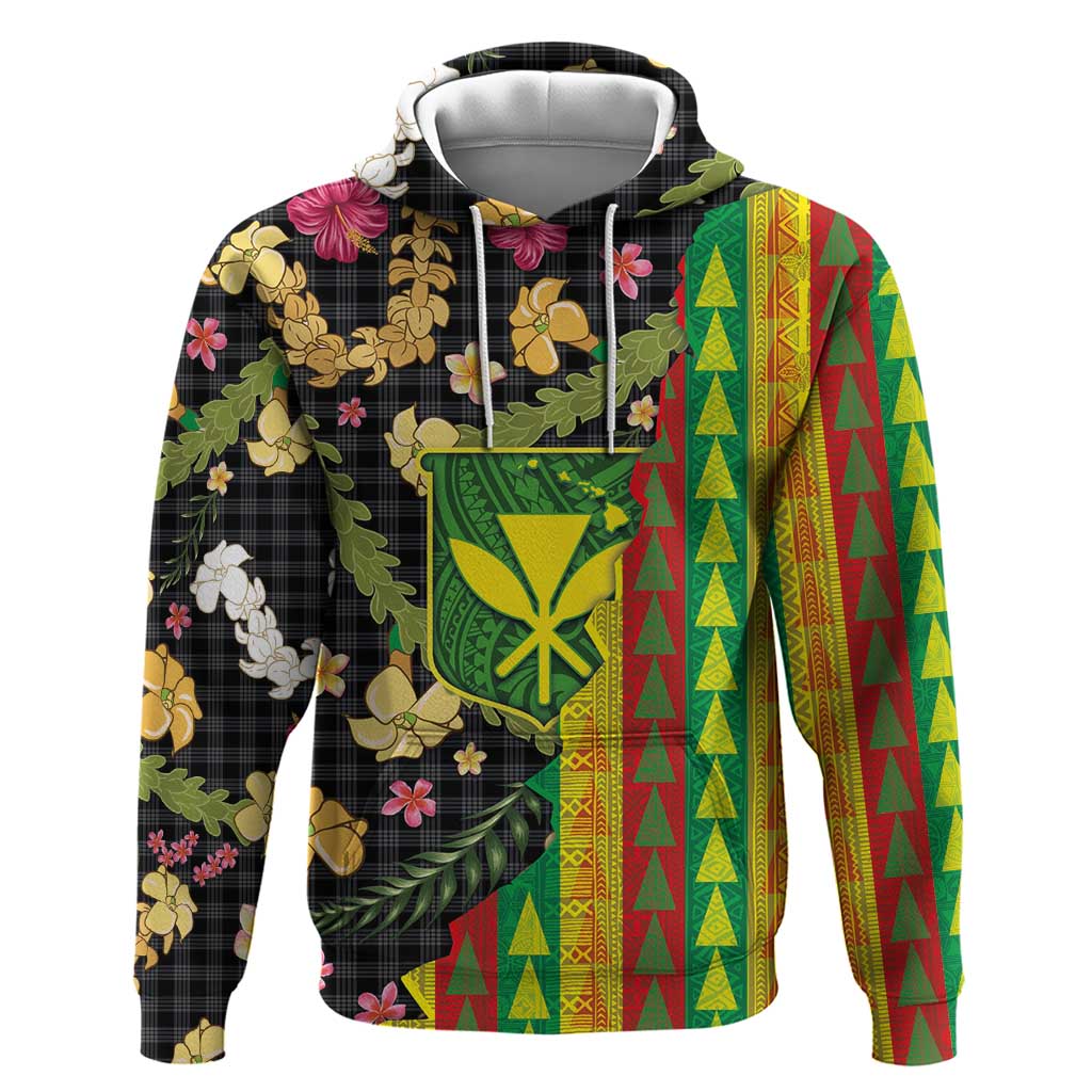 Hawaiian Tropical Plants Lei Hoodie Kanaka Maoli Tribal with Palaka Motifs LT03 Pullover Hoodie Multicolor - Polynesian Pride