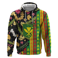 Hawaiian Tropical Plants Lei Hoodie Kanaka Maoli Tribal with Palaka Motifs LT03 Pullover Hoodie Multicolor - Polynesian Pride
